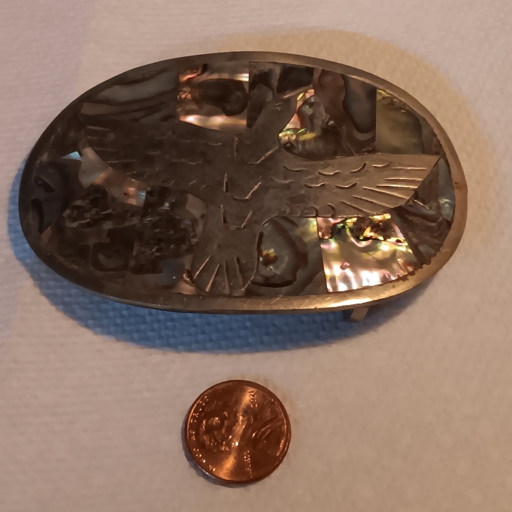 Sterling Silver and Abalone Eagle Belt Buckle